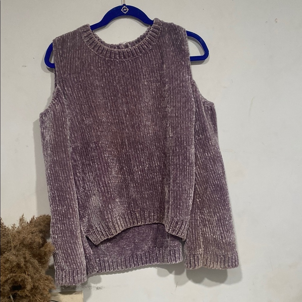 Express Purple Off-the-Shoulder Sweater